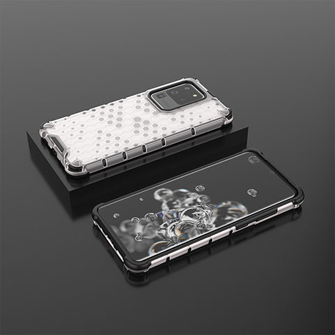 Carcasa Bumper Funda Silicona Transparente 360 Grados AM2 para Samsung Galaxy S20 Ultra 5G Blanco