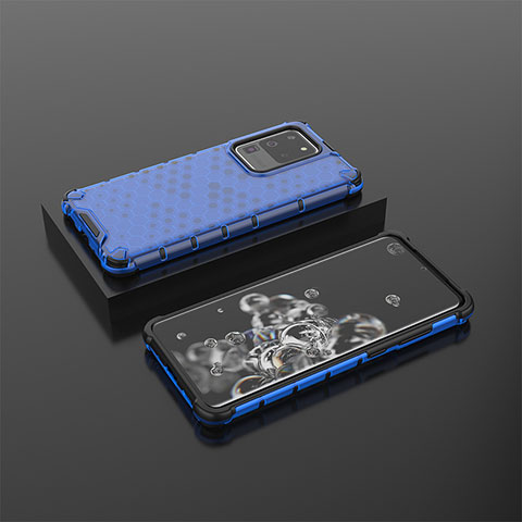 Carcasa Bumper Funda Silicona Transparente 360 Grados AM2 para Samsung Galaxy S20 Ultra Azul