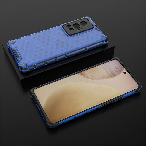 Carcasa Bumper Funda Silicona Transparente 360 Grados AM2 para Vivo X70 Pro 5G Azul
