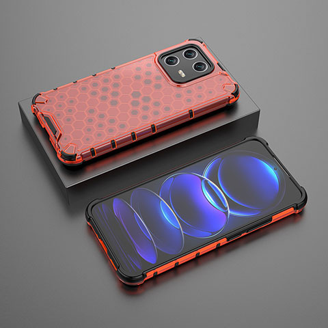 Carcasa Bumper Funda Silicona Transparente 360 Grados AM2 para Xiaomi Mi 13 5G Rojo