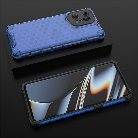 Carcasa Bumper Funda Silicona Transparente 360 Grados AM3 para Oppo Find X5 Pro 5G Azul