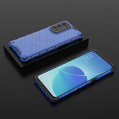 Carcasa Bumper Funda Silicona Transparente 360 Grados AM3 para Oppo Reno6 Pro 5G Azul