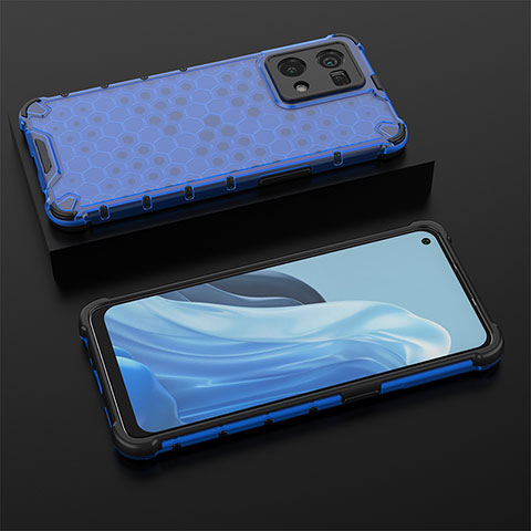 Carcasa Bumper Funda Silicona Transparente 360 Grados AM3 para Oppo Reno8 4G Azul