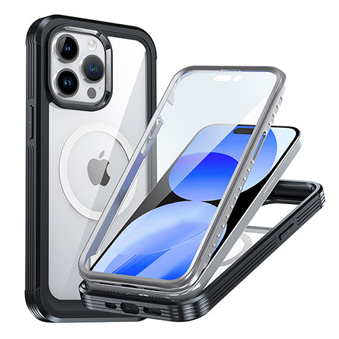 Carcasa Bumper Funda Silicona Transparente 360 Grados con Mag-Safe Magnetic AC1 para Apple iPhone 14 Pro Negro