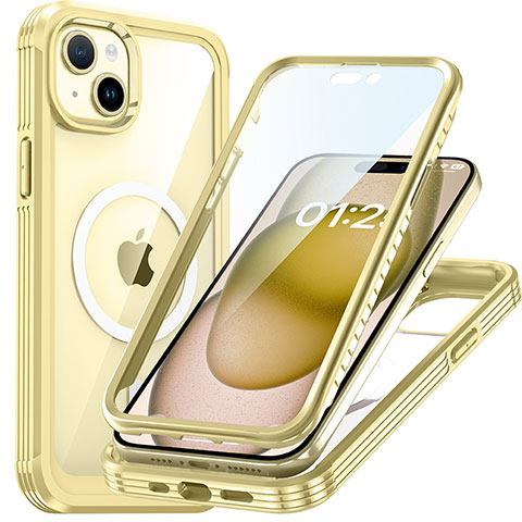 Carcasa Bumper Funda Silicona Transparente 360 Grados con Mag-Safe Magnetic T01 para Apple iPhone 14 Plus Oro