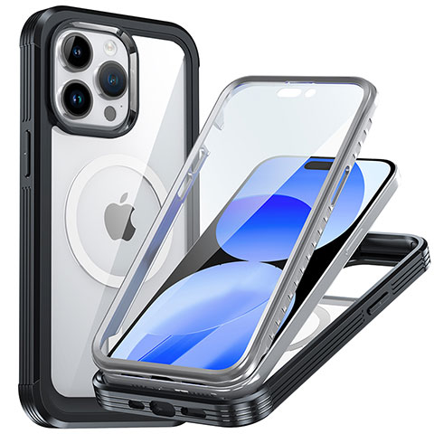 Carcasa Bumper Funda Silicona Transparente 360 Grados con Mag-Safe Magnetic T01 para Apple iPhone 14 Pro Negro