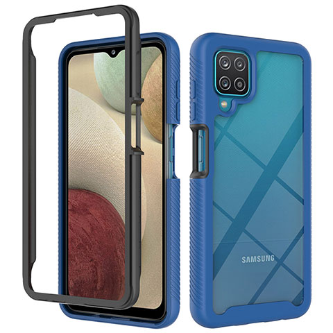 Carcasa Bumper Funda Silicona Transparente 360 Grados JX2 para Samsung Galaxy A12 Nacho Azul