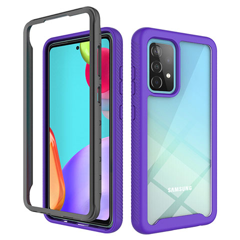 Carcasa Bumper Funda Silicona Transparente 360 Grados JX2 para Samsung Galaxy A52s 5G Morado