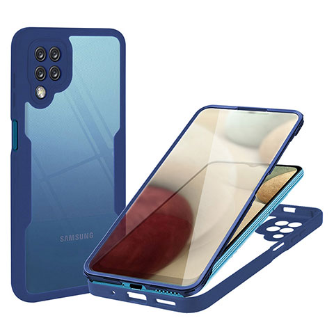 Carcasa Bumper Funda Silicona Transparente 360 Grados MJ1 para Samsung Galaxy A12 Azul