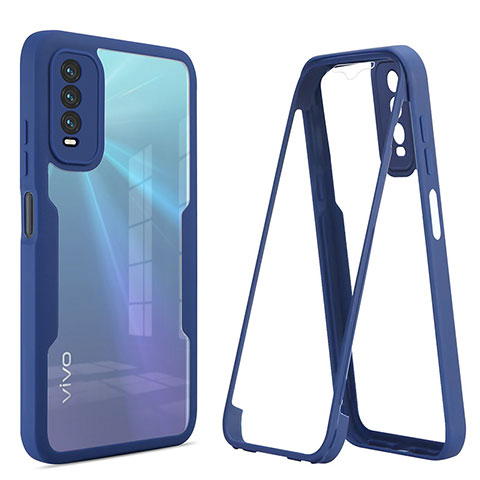 Carcasa Bumper Funda Silicona Transparente 360 Grados MJ1 para Vivo Y12s Azul