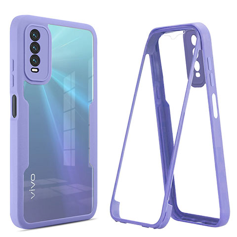 Carcasa Bumper Funda Silicona Transparente 360 Grados MJ1 para Vivo Y20s Morado