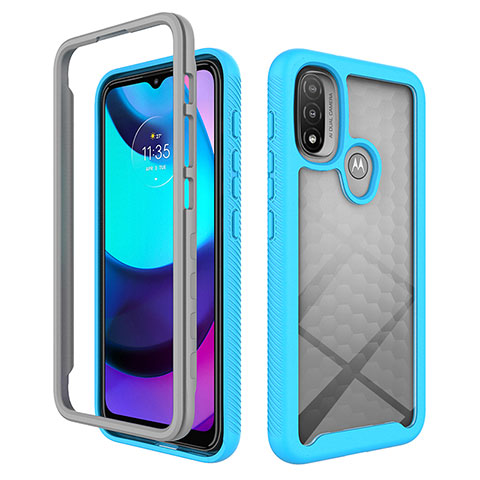 Carcasa Bumper Funda Silicona Transparente 360 Grados para Motorola Moto E30 Cian