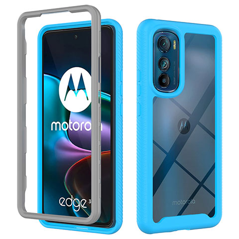 Carcasa Bumper Funda Silicona Transparente 360 Grados para Motorola Moto Edge 30 5G Cian