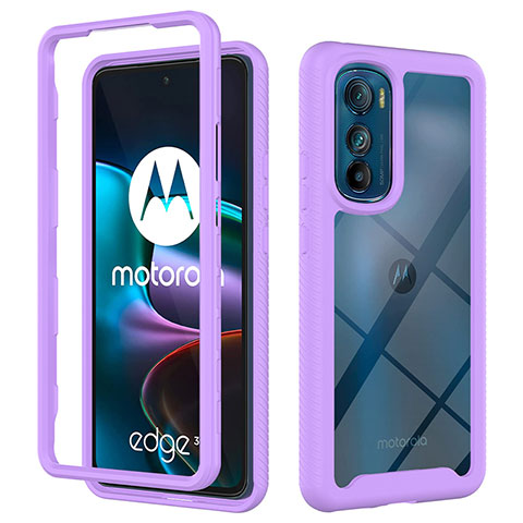 Carcasa Bumper Funda Silicona Transparente 360 Grados para Motorola Moto Edge 30 5G Morado