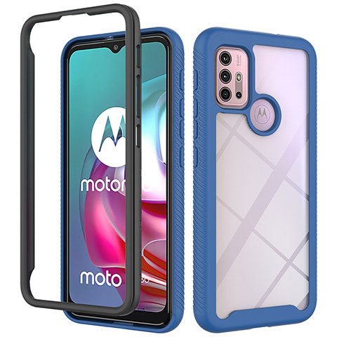 Carcasa Bumper Funda Silicona Transparente 360 Grados para Motorola Moto G10 Power Azul