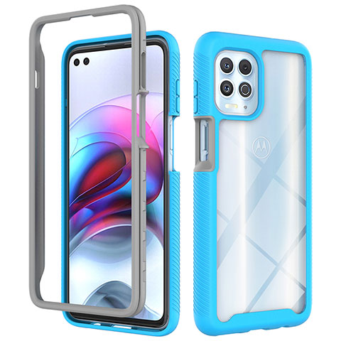 Carcasa Bumper Funda Silicona Transparente 360 Grados para Motorola Moto G100 5G Cian