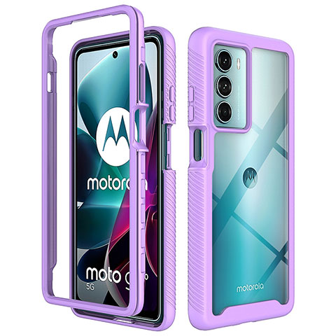 Carcasa Bumper Funda Silicona Transparente 360 Grados para Motorola Moto G200 5G Morado