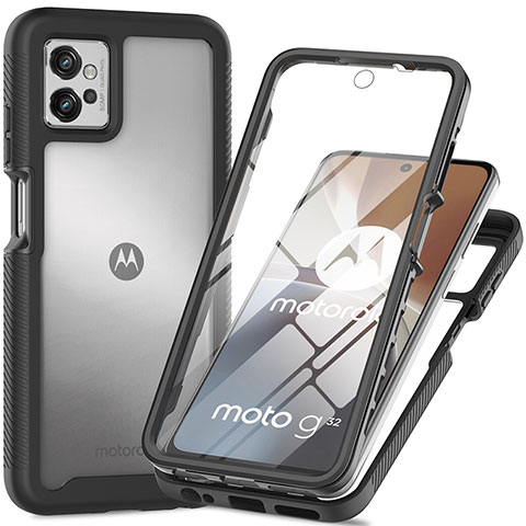 Carcasa Bumper Funda Silicona Transparente 360 Grados para Motorola Moto G32 Negro