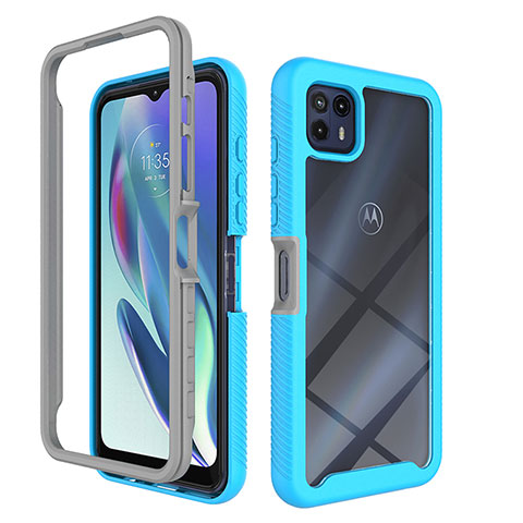 Carcasa Bumper Funda Silicona Transparente 360 Grados para Motorola Moto G50 5G Cian