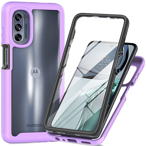 Carcasa Bumper Funda Silicona Transparente 360 Grados para Motorola Moto G62 5G Morado