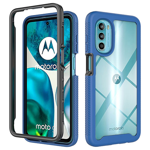 Carcasa Bumper Funda Silicona Transparente 360 Grados para Motorola Moto G71s 5G Azul