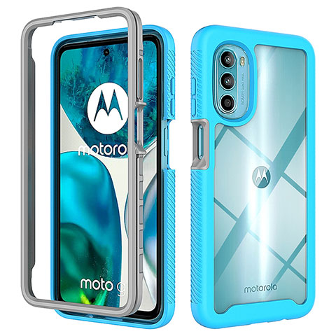 Carcasa Bumper Funda Silicona Transparente 360 Grados para Motorola Moto G71s 5G Cian