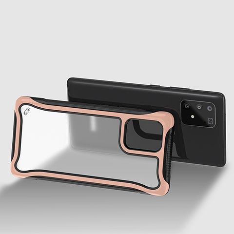 Carcasa Bumper Funda Silicona Transparente 360 Grados para Samsung Galaxy A91 Oro Rosa