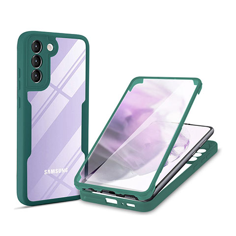 Carcasa Bumper Funda Silicona Transparente 360 Grados para Samsung Galaxy S21 FE 5G Verde