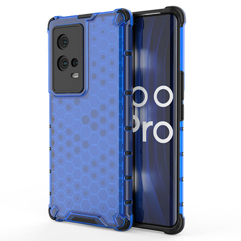 Carcasa Bumper Funda Silicona Transparente 360 Grados para Vivo iQOO 8 Pro 5G Azul