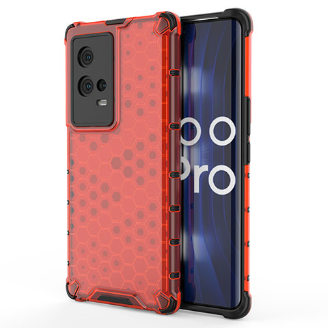 Carcasa Bumper Funda Silicona Transparente 360 Grados para Vivo iQOO 8 Pro 5G Rojo