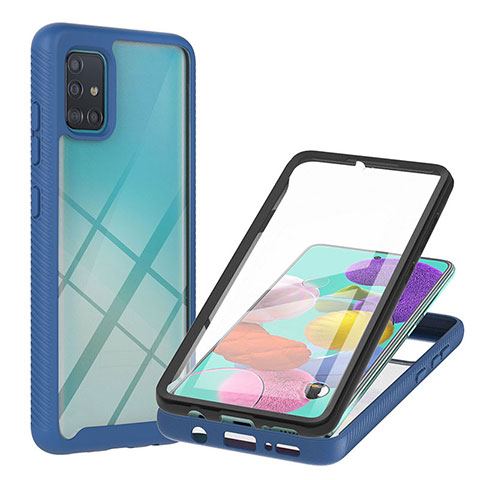 Carcasa Bumper Funda Silicona Transparente 360 Grados YB2 para Samsung Galaxy A51 4G Azul