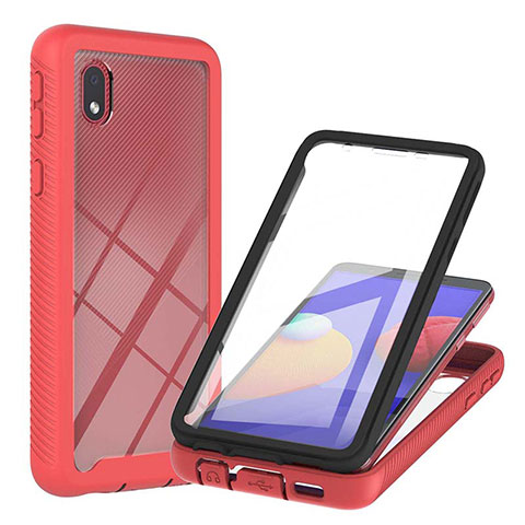 Carcasa Bumper Funda Silicona Transparente 360 Grados YB2 para Samsung Galaxy M01 Core Rojo