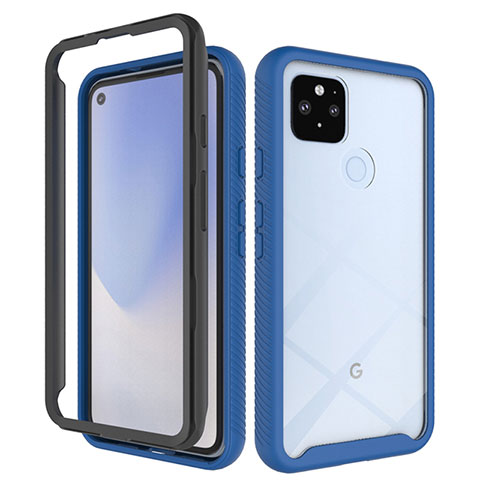 Carcasa Bumper Funda Silicona Transparente 360 Grados ZJ1 para Google Pixel 4a 5G Azul