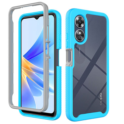 Carcasa Bumper Funda Silicona Transparente 360 Grados ZJ1 para Oppo A17 Azul Cielo