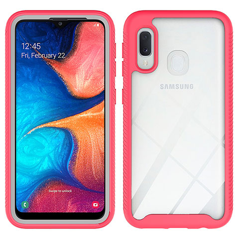 Carcasa Bumper Funda Silicona Transparente 360 Grados ZJ1 para Samsung Galaxy A20e Rosa Roja
