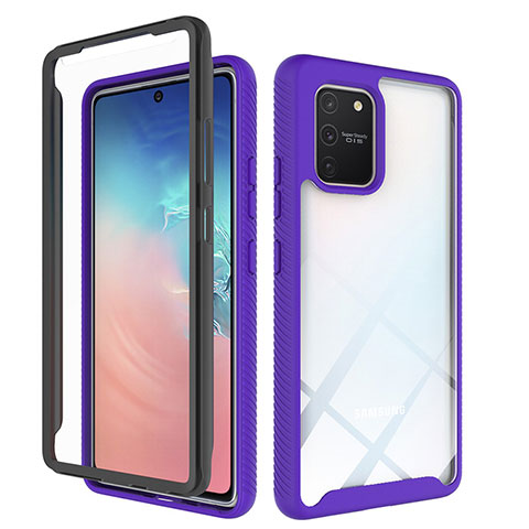 Carcasa Bumper Funda Silicona Transparente 360 Grados ZJ1 para Samsung Galaxy A91 Purpura Claro