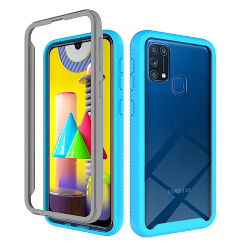 Carcasa Bumper Funda Silicona Transparente 360 Grados ZJ1 para Samsung Galaxy M21s Azul Cielo