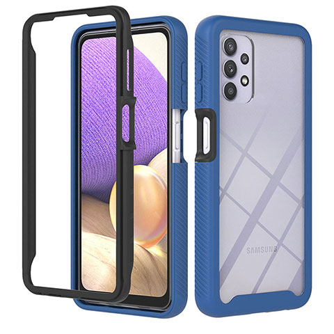 Carcasa Bumper Funda Silicona Transparente 360 Grados ZJ1 para Samsung Galaxy M32 5G Azul