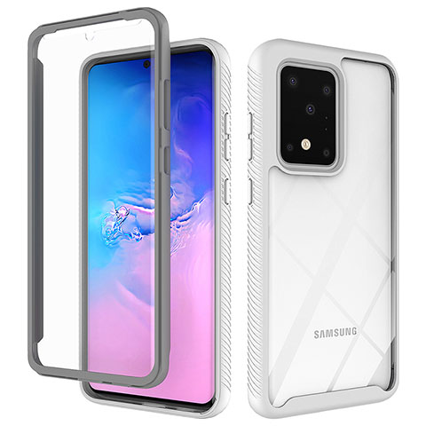 Carcasa Bumper Funda Silicona Transparente 360 Grados ZJ1 para Samsung Galaxy S20 Ultra 5G Blanco