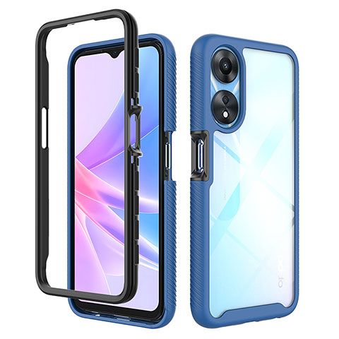 Carcasa Bumper Funda Silicona Transparente 360 Grados ZJ2 para Oppo A58 5G Azul