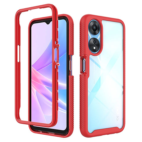 Carcasa Bumper Funda Silicona Transparente 360 Grados ZJ2 para Oppo A78 5G Rojo