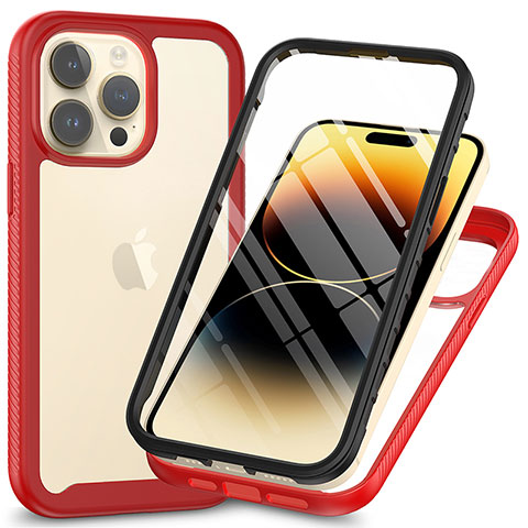 Carcasa Bumper Funda Silicona Transparente 360 Grados ZJ3 para Apple iPhone 13 Pro Rojo
