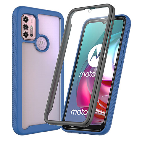 Carcasa Bumper Funda Silicona Transparente 360 Grados ZJ3 para Motorola Moto G30 Azul