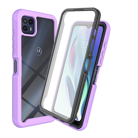 Carcasa Bumper Funda Silicona Transparente 360 Grados ZJ3 para Motorola Moto G50 5G Morado