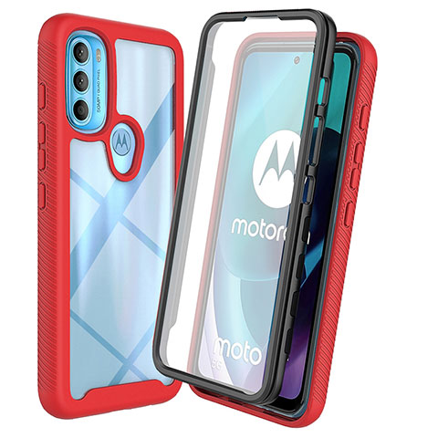 Carcasa Bumper Funda Silicona Transparente 360 Grados ZJ3 para Motorola Moto G71 5G Rojo