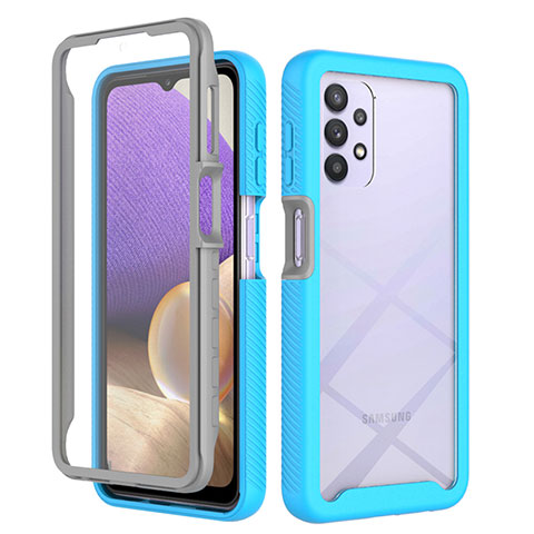 Carcasa Bumper Funda Silicona Transparente 360 Grados ZJ3 para Samsung Galaxy M32 5G Azul Cielo