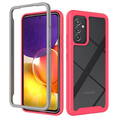 Carcasa Bumper Funda Silicona Transparente 360 Grados ZJ4 para Samsung Galaxy Quantum2 5G Rosa Roja