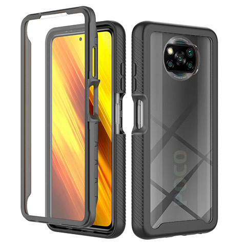 Carcasa Bumper Funda Silicona Transparente 360 Grados ZJ4 para Xiaomi Poco X3 NFC Negro