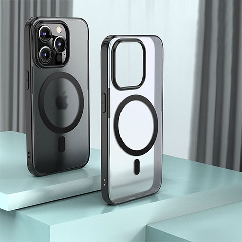 Carcasa Bumper Funda Silicona Transparente con Mag-Safe Magnetic QC1 para Apple iPhone 14 Pro Max Negro
