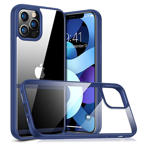 Carcasa Bumper Funda Silicona Transparente Espejo H04 para Apple iPhone 12 Pro Max Azul